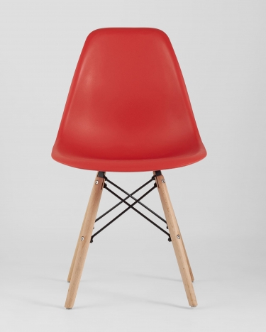 Стул Stool group Eames, красный, деревянные ножки