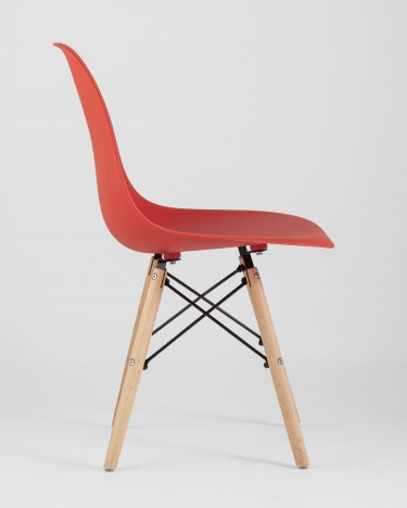 Стул Stool group Eames, красный, деревянные ножки