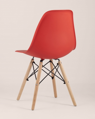 Стул Stool group Eames, красный, деревянные ножки