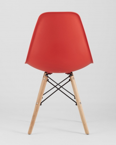 Стул Stool group Eames, красный, деревянные ножки
