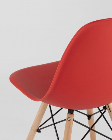 Стул Stool group Eames, красный, деревянные ножки