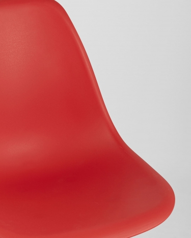 Стул Stool group Eames, красный, деревянные ножки