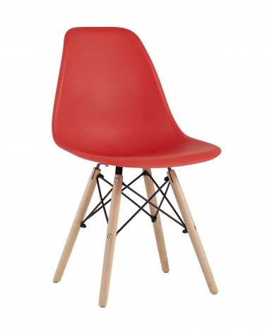 Стул Stool group Eames, красный, деревянные ножки