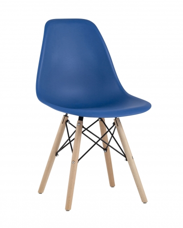 Стул Stool group Eames, синий, деревянные ножки