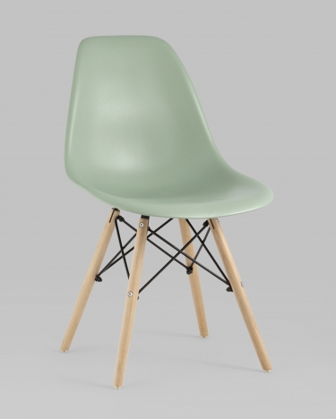 Стул Stool group EAMES, серо-зеленый, деревянные ножки