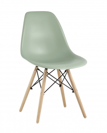 Стул Stool group EAMES, серо-зеленый, деревянные ножки