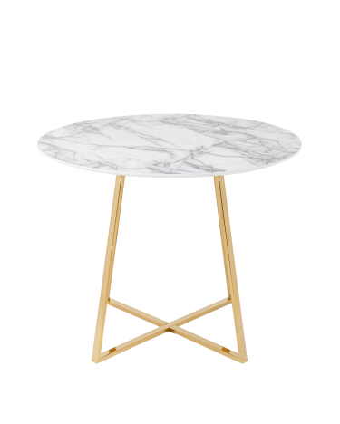 Стол обеденный Stool group Дакота, D100, Белый мрамор, ножки золото