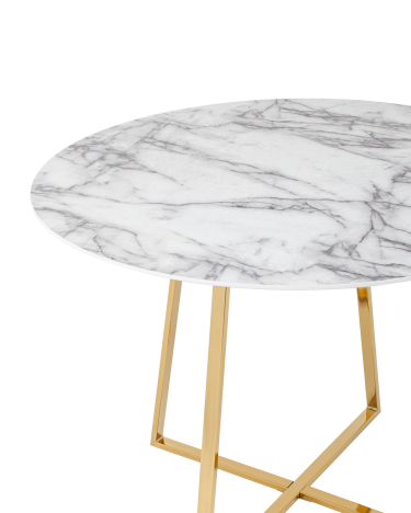 Стол обеденный Stool group Дакота, D100, Белый мрамор, ножки золото