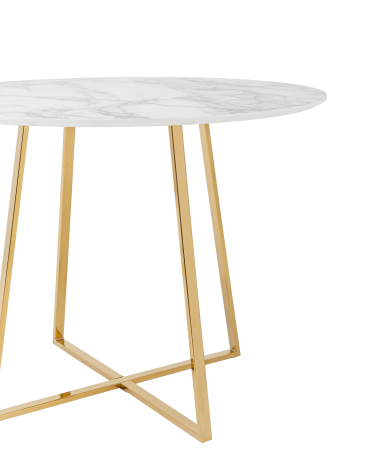 Стол обеденный Stool group Дакота, D100, Белый мрамор, ножки золото