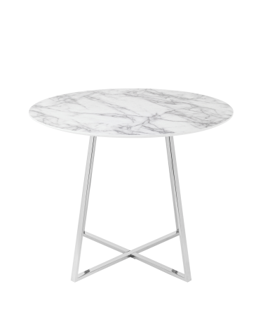 Стол обеденный Stool group Дакота D100, белый мрамор, ножки хром