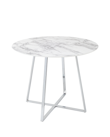 Стол обеденный Stool group Дакота D100, белый мрамор, ножки хром