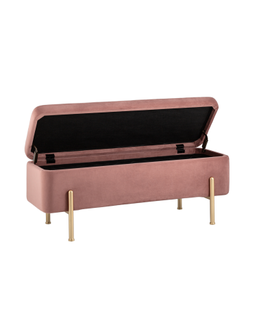 Банкетка Stool group Болейн с ящиком, велюр розовый