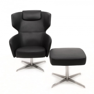 Кресло Recliner с пуфом комплект VENTO 4 Черное