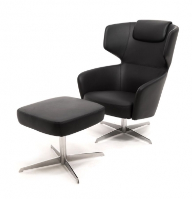 Кресло Recliner с пуфом комплект VENTO 4 Черное