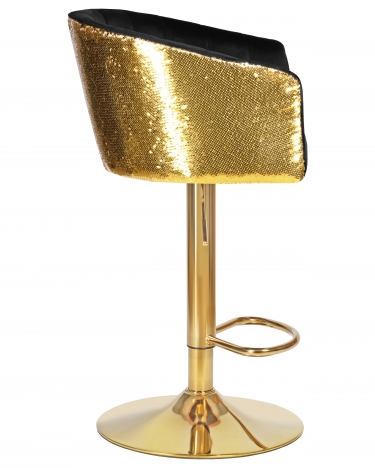 Стул барный Dobrin Darcy Gold Shiny черный велюр с золотыми пайетками