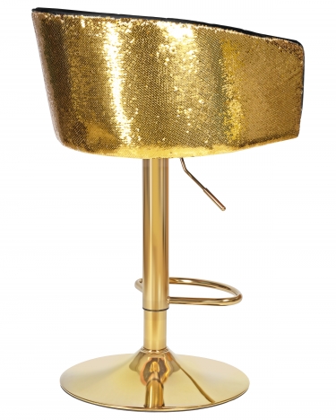 Стул барный Dobrin Darcy Gold Shiny черный велюр с золотыми пайетками