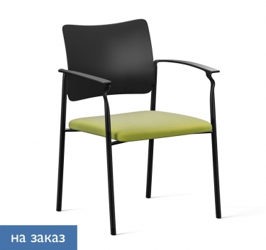 Кресло на черных опорах, с подлокотниками PINKO plastic 4legs black Kiton 08 Arms Зеленый Черный