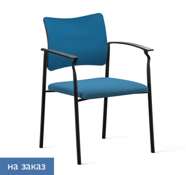 Кресло на черных опорах, обитое, с подлокотниками PINKO UPH 4legs black SLW 58 Arm Голубой Черный