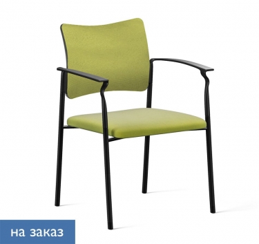 Кресло на черных опорах, обитое, с подлокотниками PINKO UPH 4legs black Kiton 08 Arm Зеленый Черный
