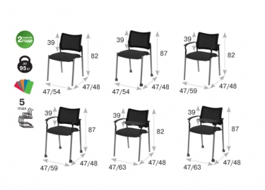 Кресло на черных опорах со столиком PINKO plastic 4legs black SLW 58 Arms+WT Голубой Черный