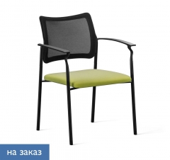 Кресло на черных опорах, с подлокотниками Pinko Mesh 4legs black SLW 50 Arms Зеленый Черный