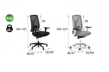 Кресло с подголовником DION W Mesh Gr 870 1DW alum SLW 50 headrest Черный Серый Белый Хром