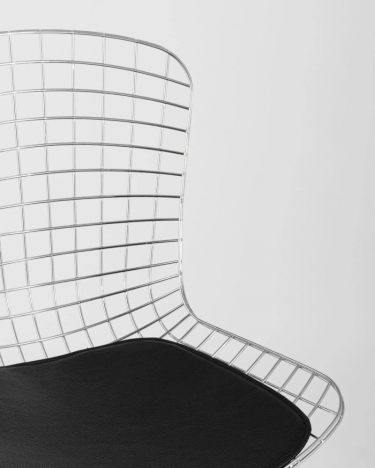 Стул обеденный Bertoia хром с подушкой Черный