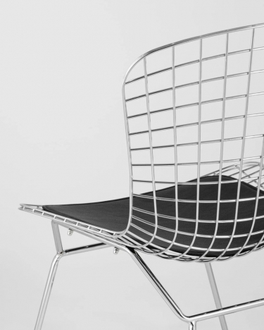 Стул обеденный Bertoia хром с подушкой Черный