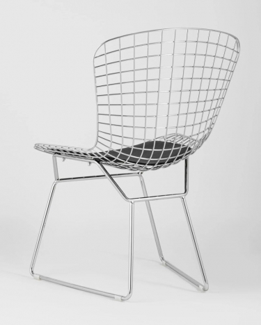 Стул обеденный Bertoia хром с подушкой Черный