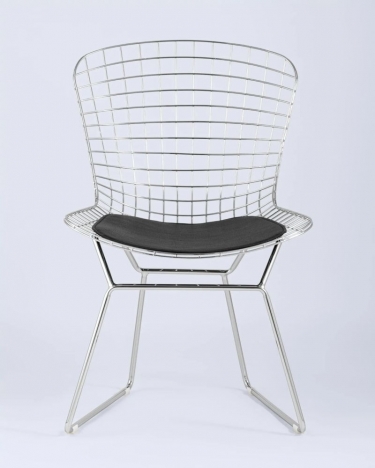 Стул обеденный Bertoia хром с подушкой Черный