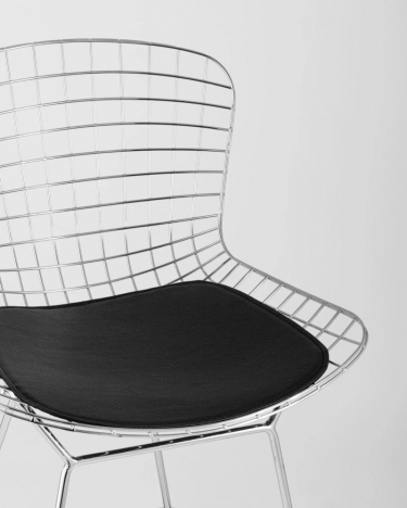Стул полубарный с низкой спинкой Bertoia хром Черный