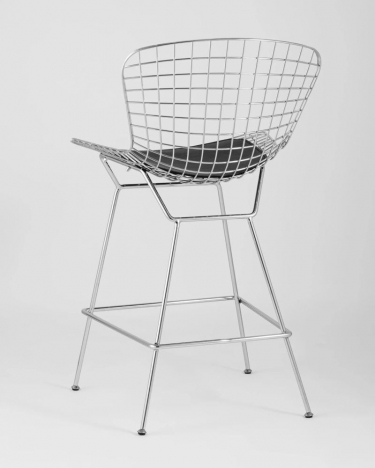 Стул полубарный с низкой спинкой Bertoia хром Черный