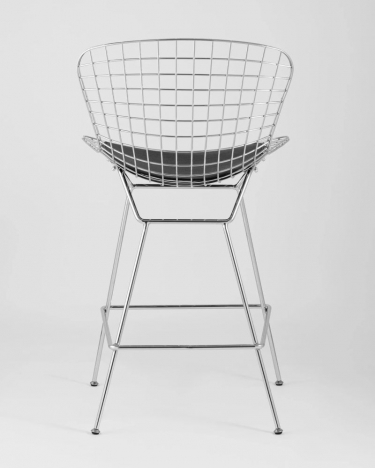 Стул полубарный с низкой спинкой Bertoia хром Черный