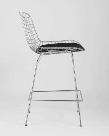Стул полубарный с низкой спинкой Bertoia хром Черный