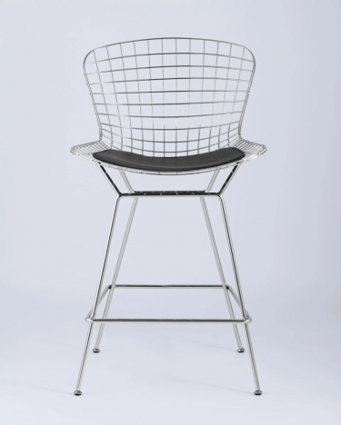 Стул полубарный с низкой спинкой Bertoia хром Черный