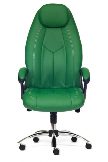 Кресло BOSS Lux кож/зам, зеленый/зеленый перфорированный, 36-001/36-001/06