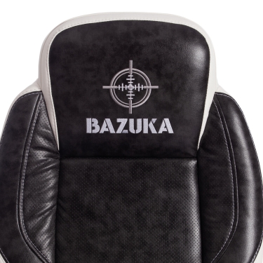 Кресло BAZUKA кож/зам, серый/белый , 2TONE/2TONE перф/36-01