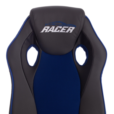 Кресло RACER кож/зам/ткань, металлик/синий, 36/10