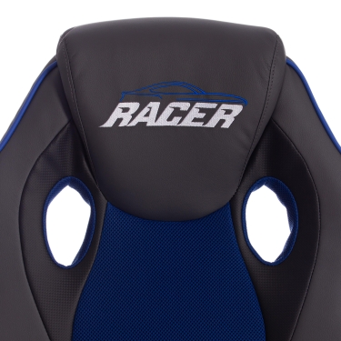 Кресло RACER кож/зам/ткань, металлик/синий, 36/10