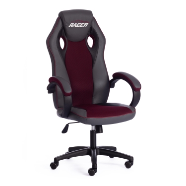 Кресло RACER GT new кож/зам/ткань, металлик/бордо, 36/13