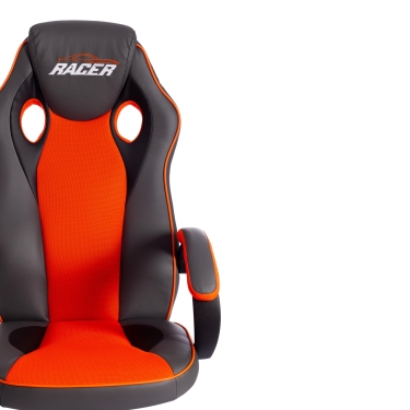 Кресло RACER GT new кож/зам/ткань, металлик/оранжевый, 36/07