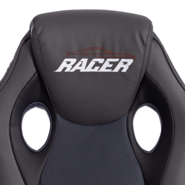 Кресло RACER GT new кож/зам/ткань, металлик/серый, 36/12