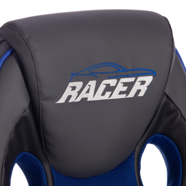 Кресло Tetchair RACER GT new кож/зам/ткань, металлик/синий, 36/10