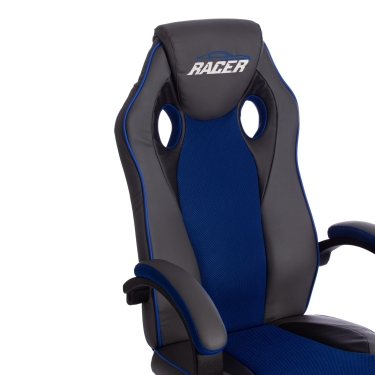Кресло Tetchair RACER GT new кож/зам/ткань, металлик/синий, 36/10
