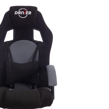 Кресло Tetchair DRIVER флок/ткань, черный/серый, 35/TW-12