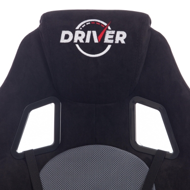 Кресло Tetchair DRIVER флок/ткань, черный/серый, 35/TW-12