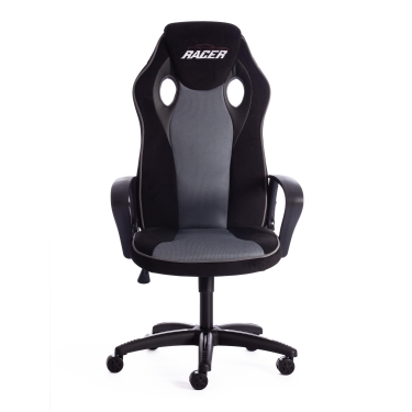 Кресло RACER флок/ткань, черный/серый, 35/TW-12/карбон