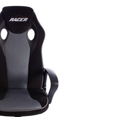Кресло RACER флок/ткань, черный/серый, 35/TW-12/карбон