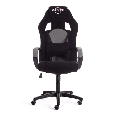 Кресло игровое Tetchair DRIVER 22 флок/ткань, черный/серый, 35/TW-12