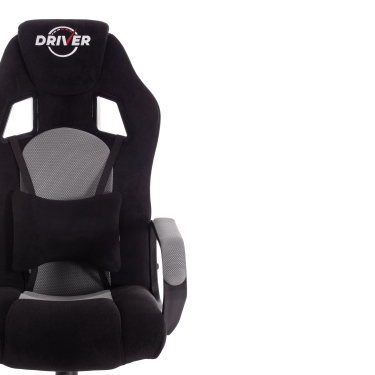 Кресло игровое Tetchair DRIVER 22 флок/ткань, черный/серый, 35/TW-12